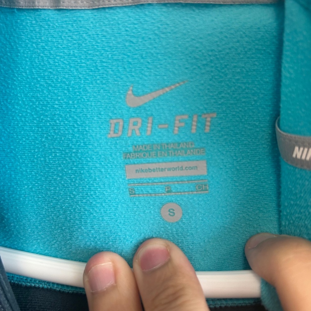 Nike Dri-FIT Pullover 1/4 zip Hoodie Running Jacket Women's S Teal Thumb Holes - Picture 3 of 7